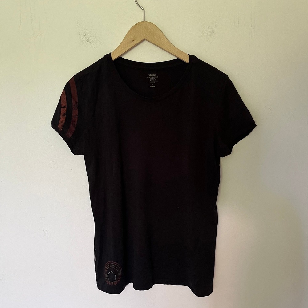 Icebreaker Merino 150 Ultralight Black Graphic T-Shirt Womens Large Slim Fit